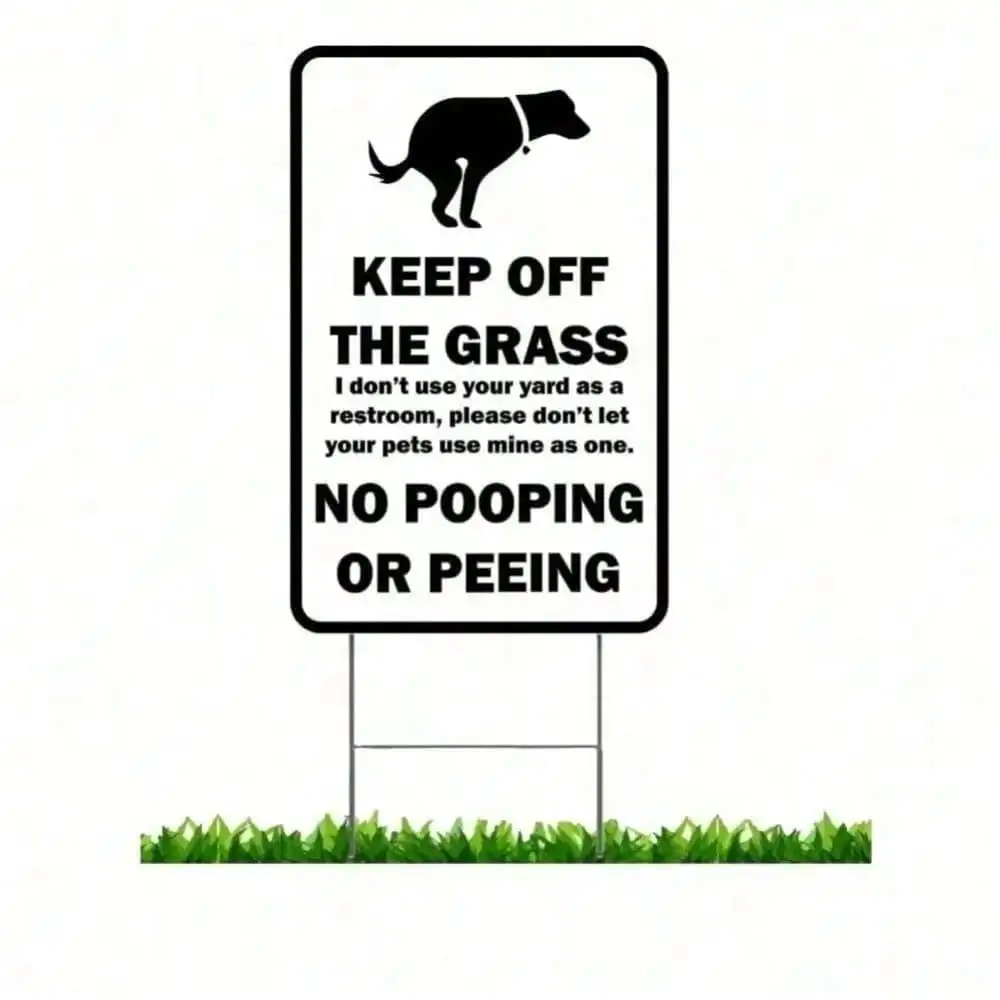 Modern Keep Off Grass Metal Yard Sign 8x12 Inch Waterproof Aluminum Wall Art Dog Poop Warning For Home Garden Lawn Patio Deco