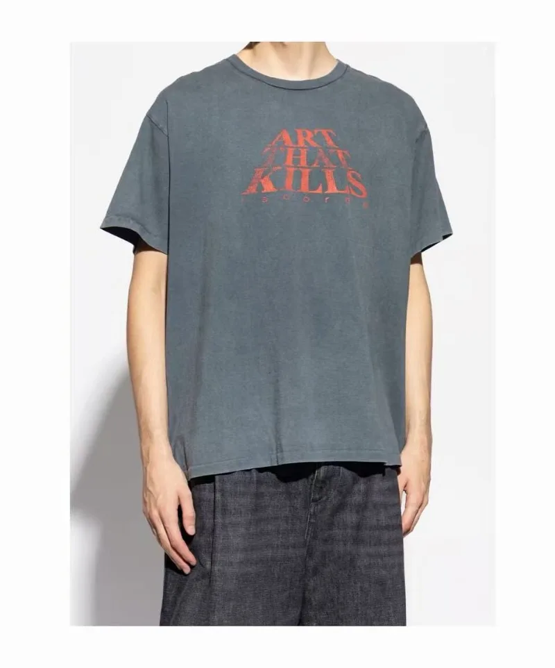 Gallery Dept gradual change hills washed old letter print seamless cylinder short sleeve T-shirt