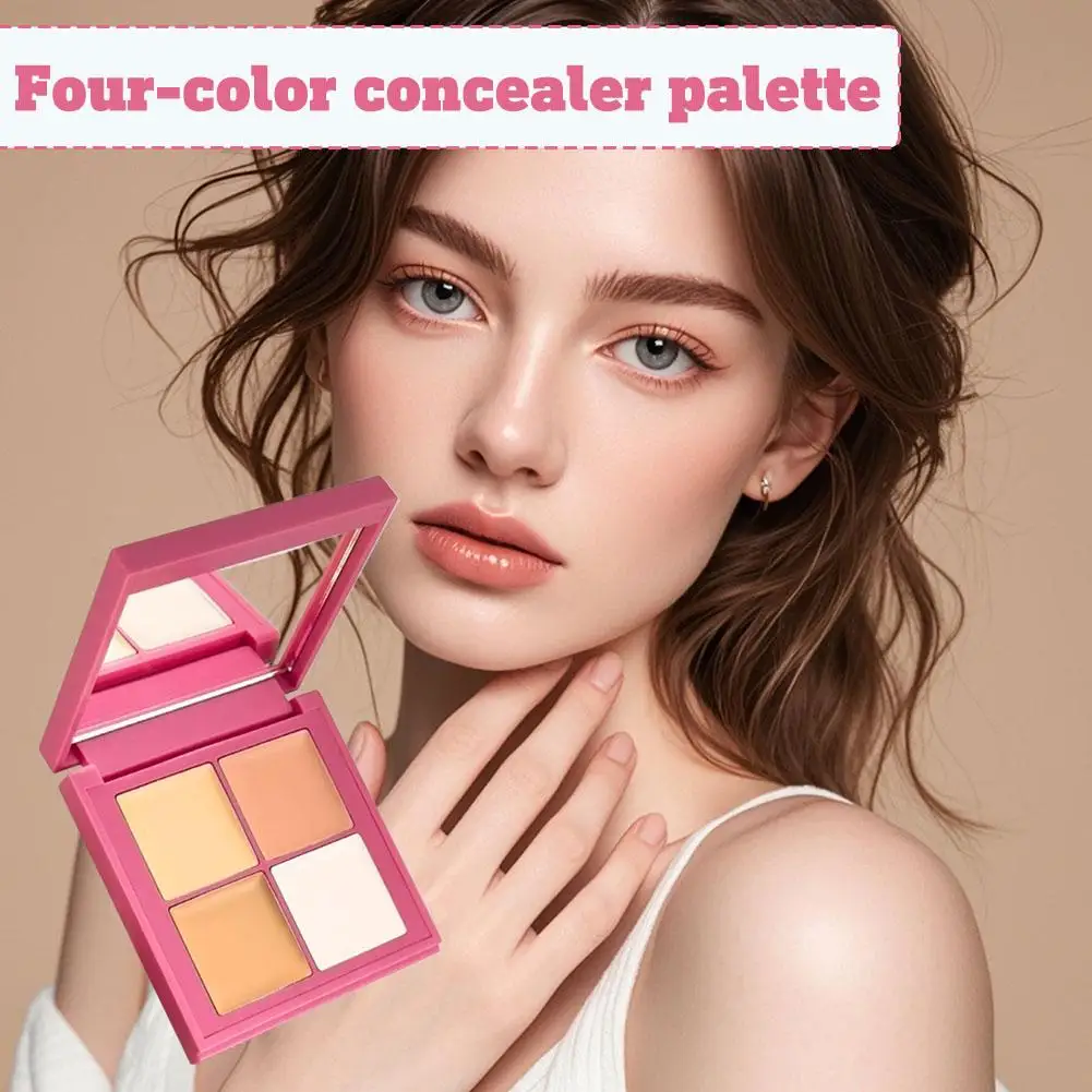 Draagbare Concealer Vierkleuren Palet Hoge Dekking Langdurige Hydraterende Cover Acne Print Donkere Oogcirkels Traanopening