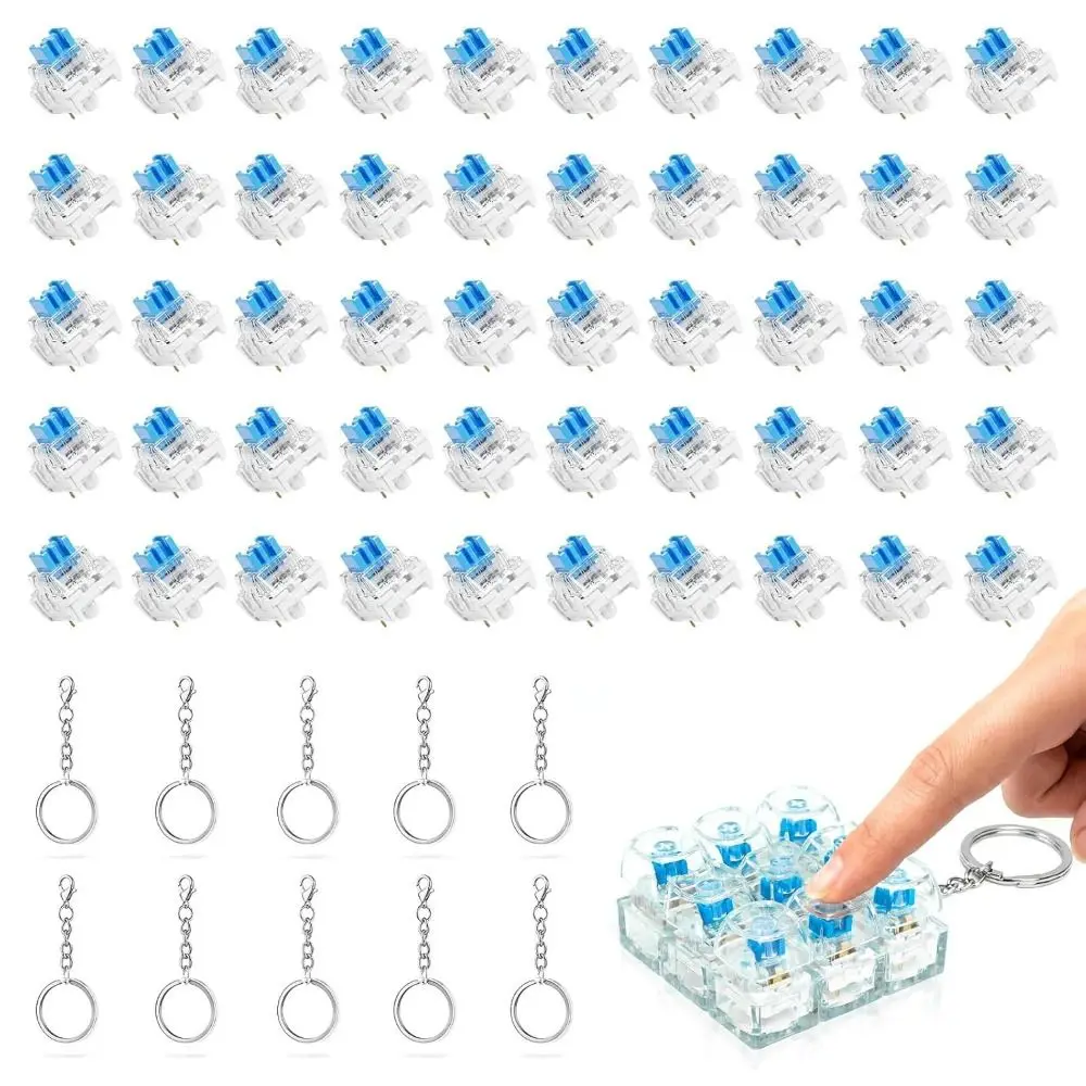 30/50PCS POM Keyboard Switch Tester Dustproof Blue Switch Transparent Tester Base Mechanical Switch Set Replaceable Switches