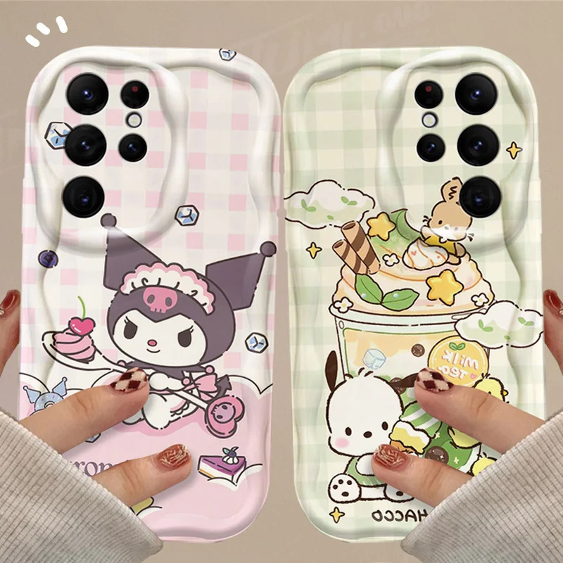 Hello Kitty Cinnamoroll 3D Wave Case For Samsung Galaxy A54 A34 A24 A14 A13 A53 A33 A73 A23 A52 A52S A32 A22 A12 A51 A71 Cover