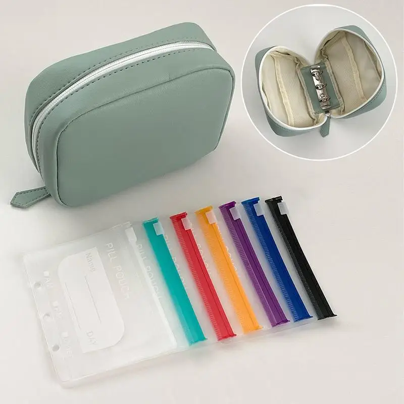 1 Set Large Pill Organizer For Seven Days Pill Storage 7 Color-Coded Pouch A8 Waterproof Pill Organizer Kit