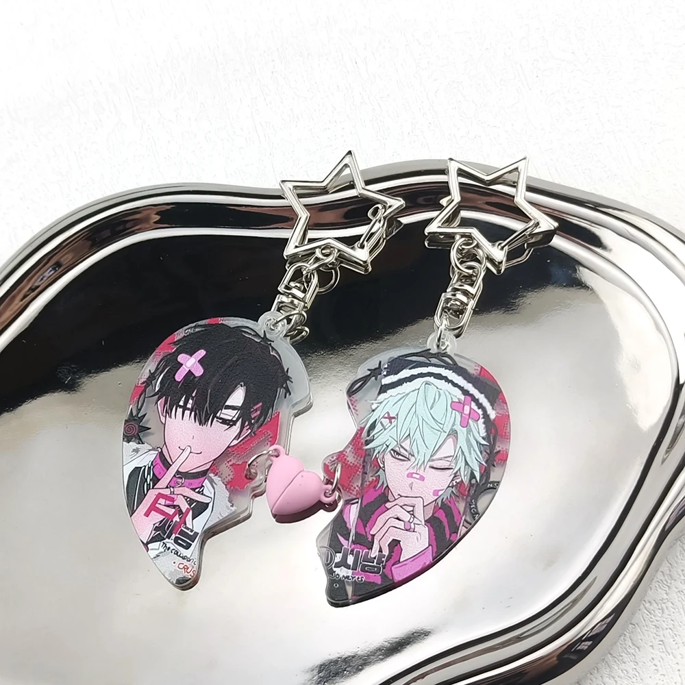 New Alien Stage Heart Pendant Anime Keychain Ivan Till Acrylic Key Ring Cute Ornament Accessories Valentine's Day Gift