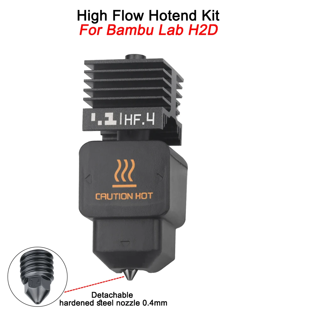 Für Bambu Lab H2D High Flow Hotend Kit, abnehmbare Düse aus gehärtetem Stahl 0,4 mm, Hot End für TZ H2D Pro 3D-Drucker-Zubehör – Detail 7