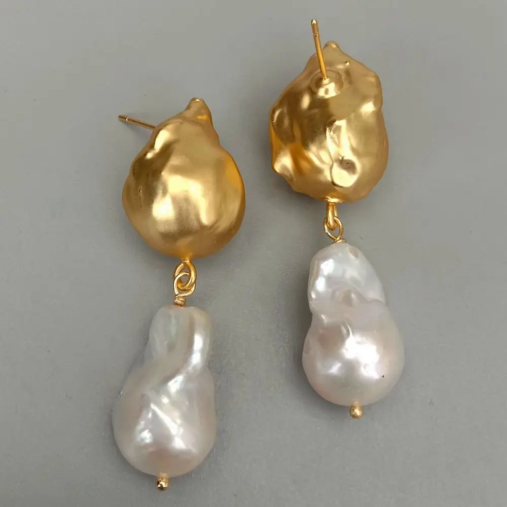 Y·YING Freshwater Cultured Baroque Pearl Gold Plated Pearl Drop Earrings For Women Gift