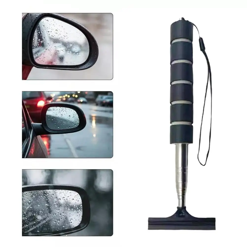 1 قطعة سيارة مرآة الرؤية الخلفية ممسحة الفولاذ المقاوم للصدأ تلسكوبي قابل للسحب الطبقات فرشاة رئيس السيارات مرآة غسل تنظيف فرشاة ممسحة