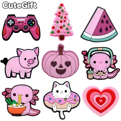 1pcs Pink Shoe Charms for Women Cute Animals Plants Heart Shoe Decorations Accessories Pins for Girls Women Buckles Ornament