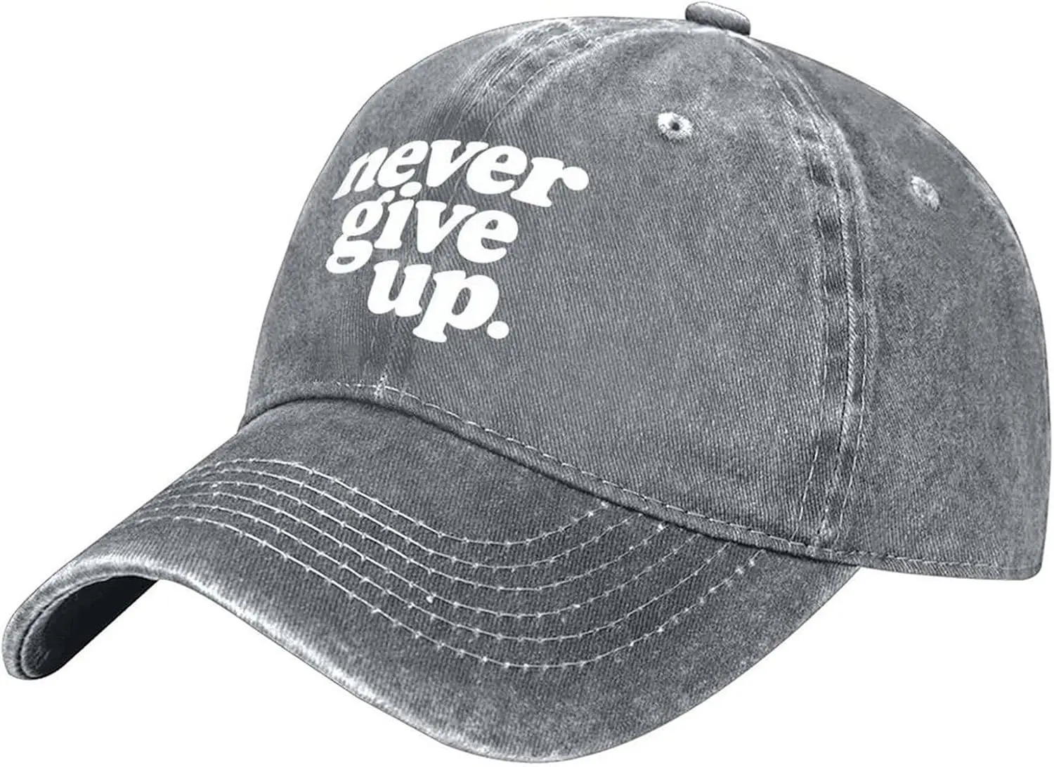 Never Give Up Unisex Washed Denim Cap Baseball Hat