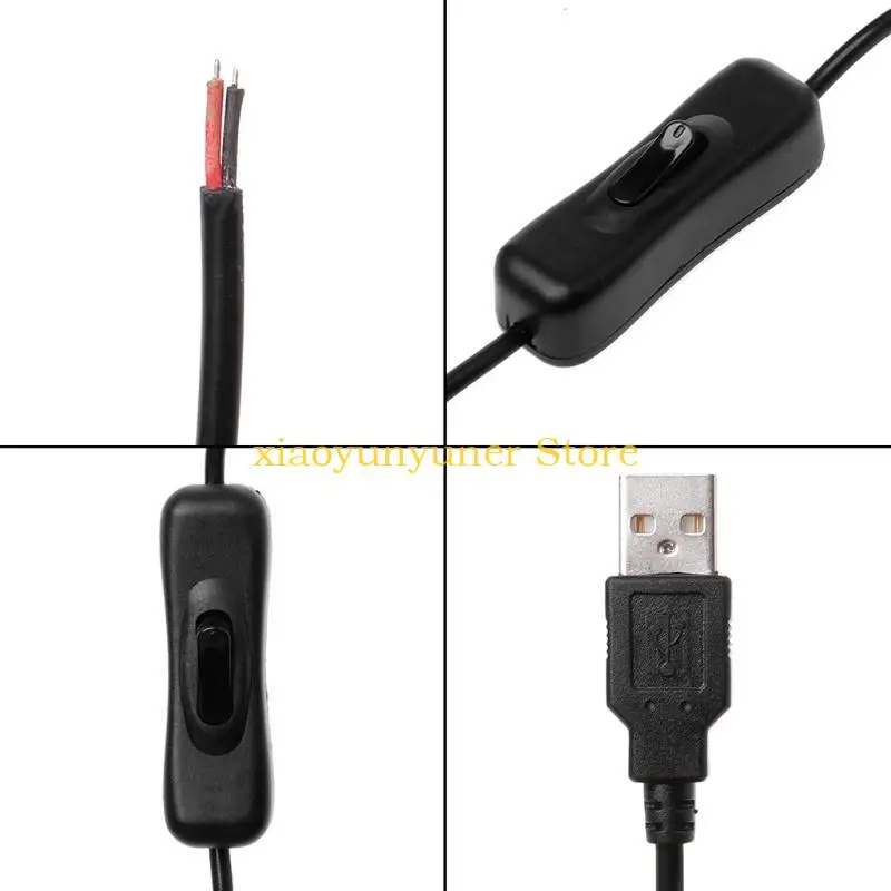 

P9JB 1M/3.3Ft USB 2.0 Male Plug 2pin Wire DIY Pigtail Cable 5V USB Power Cable Black / White