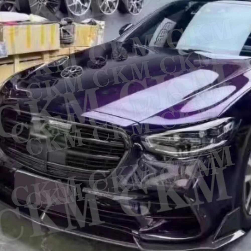 CKMUUER für Benz S-Klasse W223 S450 S500 Sport 2021-2023 Carbon-Faser Frontstoßstange Lippe Spoiler Karosserie-Kits Auto-Zubehör
