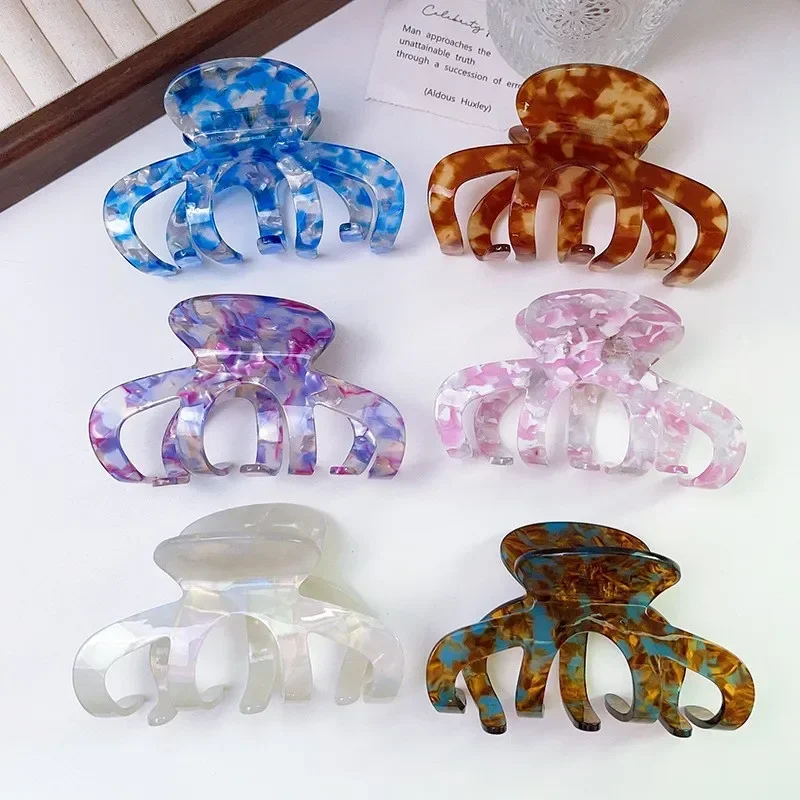 Muweordy New Pumpkin Hair Clip Acetate Claw Clip Retro Crab Hair Clip Thick Hair Styling Strong Hold HairAccessories for Women