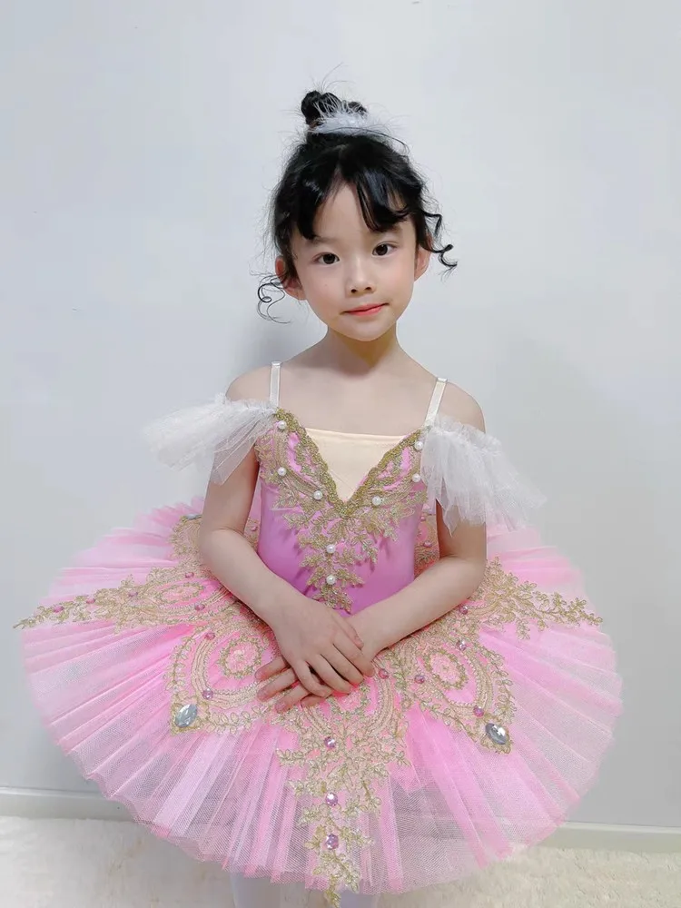 Girls Ballet Tutu Tulle Dress Professional Swan Lake Ballerina Pancake Tutu Adult Child Ballet Dress Kids Dance Costume Leotard