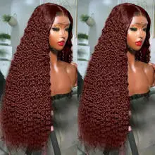

Парик из натуральных волос Mossily Reddish Brown Deep Wave 13x6 HD Lace Front для женщин, кудрявый, с фронтальной шнуровкой 13x4, с предварительно выщипанной линией роста волос