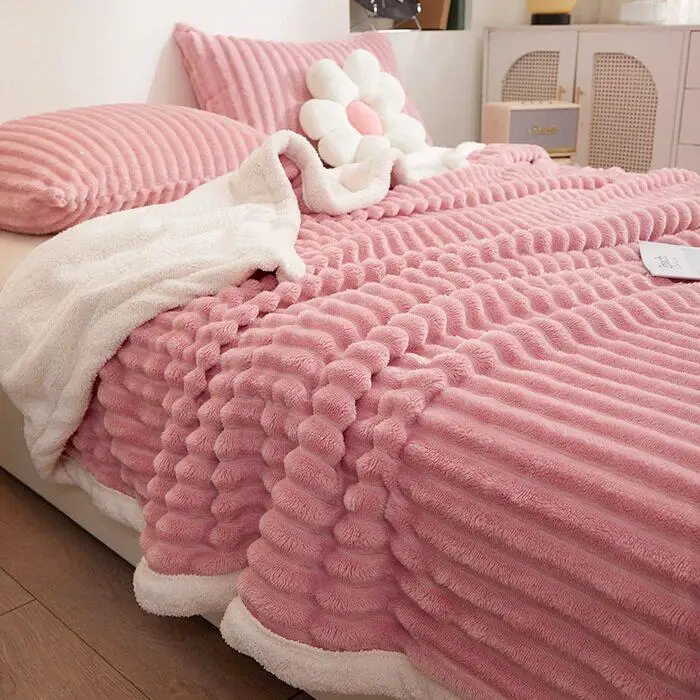 Autumn Winter Thickened Lamb Velvet Blanket Double Layer Warm Sofa Cover Blanket Office Nap Blanket Four Seasons Available