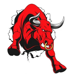 15cm Red of Bull Sticker for Car Stickers Stylish, PVC Accessories Decoration Exterior Parts Products Personality, Cute, Decals