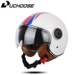 Casco protector Casco abierto para moto, homologado DOT Retro protección cabeza, 3/4，Vintage, Chopper, Scooter，
