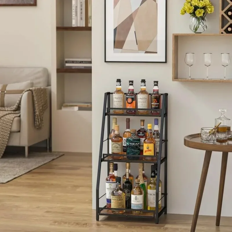 

New Products Hot SaleNEW 3-Tier Freestanding Floor for Liquor Whiskey Trapezoid Liquor Stand for Home Bar, Stepped