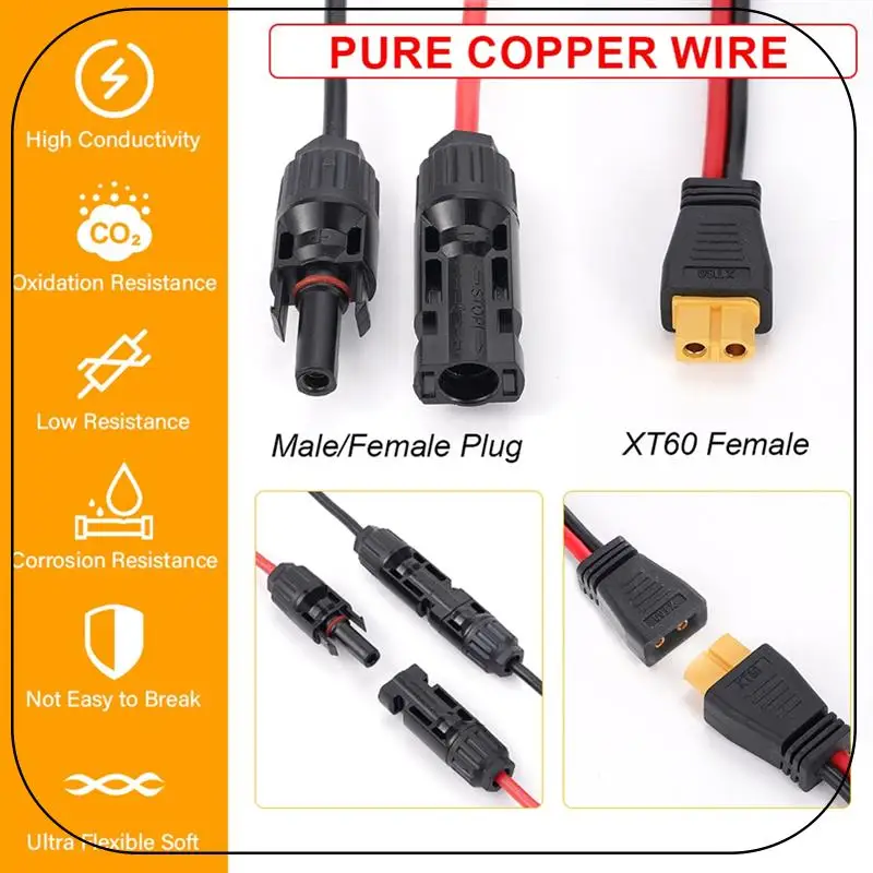 

ABNF! 12AWG 6M XT60 Женский удлинительный кабель Быстрый разъем для автодомов Мотоцикл Солнечная панель Кабель для зарядки аккумулятора