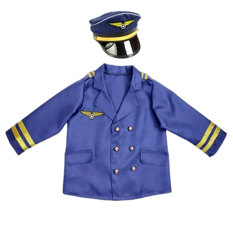 Aircraft Captain's Uniform Cosplay The Pilots Party Boy Girl 3-9years children Halloween   costume