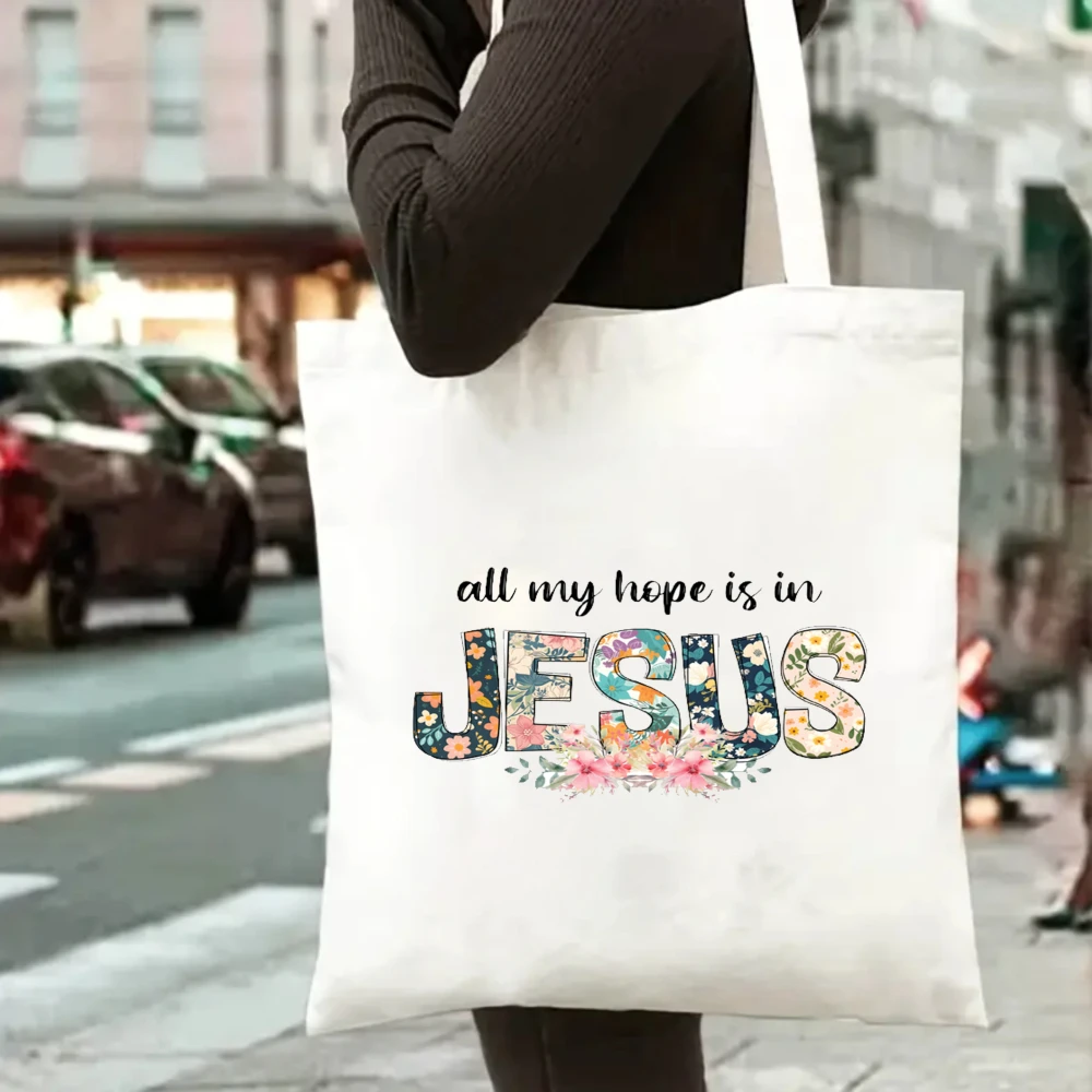 

"Love Like Jesus" Floral Butterfly Canvas Tote Bag, Christian Faith Shoulder Bag