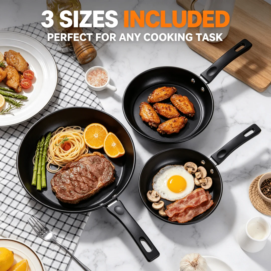 Heavy-Duty Kitchen Cookware Set – Non-Stick Frying Pan With Handle, Suitable For Induction Cooktops, Gas Stoves And Halogen Stov