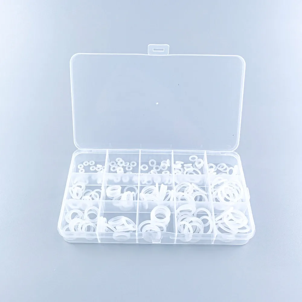 225 قطعة مجموعة حلقات دائرية من السيليكون للزيت الأبيض ومقاومة للحرارة VMQ Seal O Ring Washer مجموعة متنوعة لختم الحنفيات والسباكة
