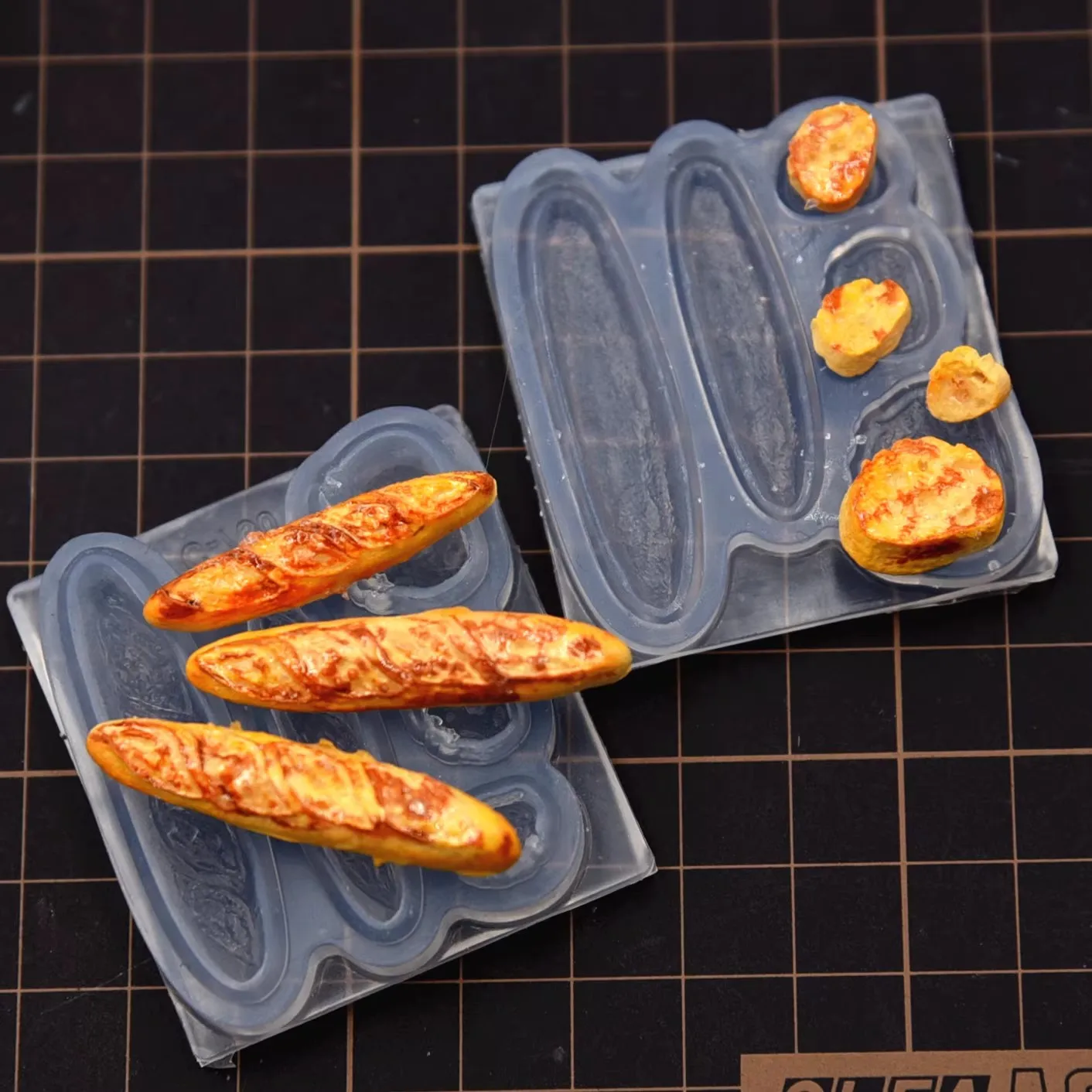DIY Polymer Clay Miniature Baguette Bread Silicone Mold for Mini Bread Slices Dessert Making Tool
