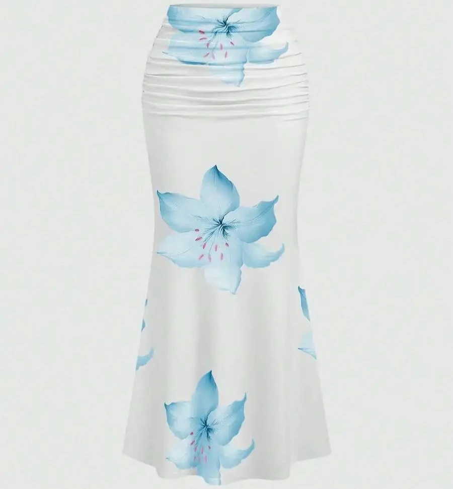 Women's Fashionable Long Skirt Bodycon Midi Skirt Stylish Women's Clothing Printed Long Dress Sexy Elegant юбка пышная женская
