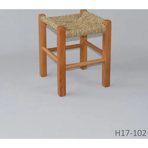 Straw Braided Wood Stool Natural 35cm (28cm x 28cm)