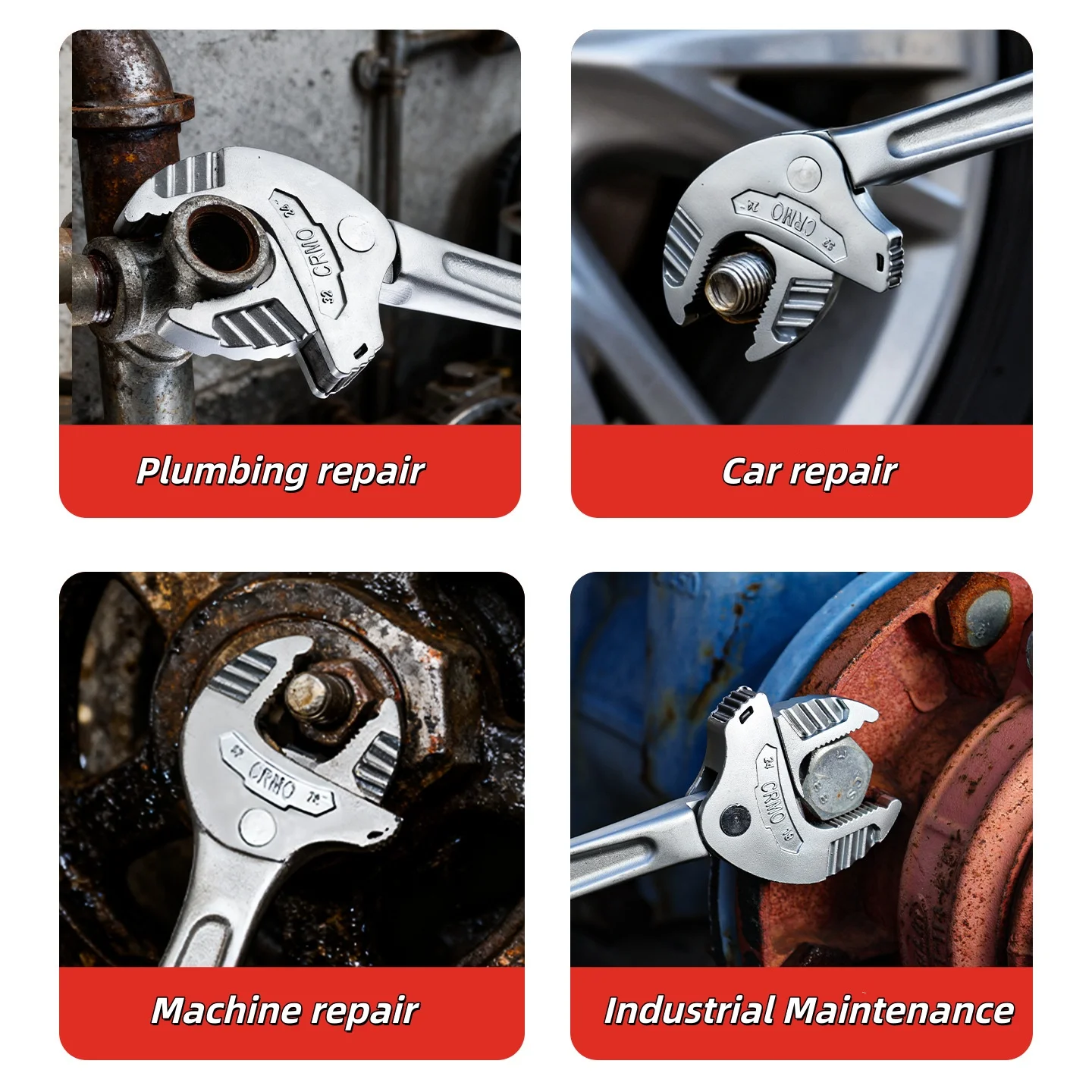 Self-Locking Spring Large Opening Thickened Non-Slip Multi-Functional Quick Ratchet Crab Claw Wrench for Auto Pipe Manufacturing