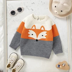 Baby Sweaters Knitted Newborn Kid Clothing Fashion Striped Cute Fox Tops Outerwear Infant Girls Boys Pullover Long Sleeve Autumn