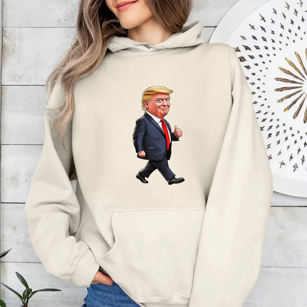 Cotton Casual Sweatshirt 2024 Trump Returns Graphic Hoodie Autumn Warm Loose Long Sleeve Sweater Unisex