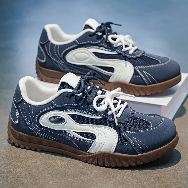 

Fashion Men's Casual Shoes 2026 New Arrival Male Sneakers Pu Leather Autumn Air Mesh Vintage Style Flats Pointed Toe Solid Color