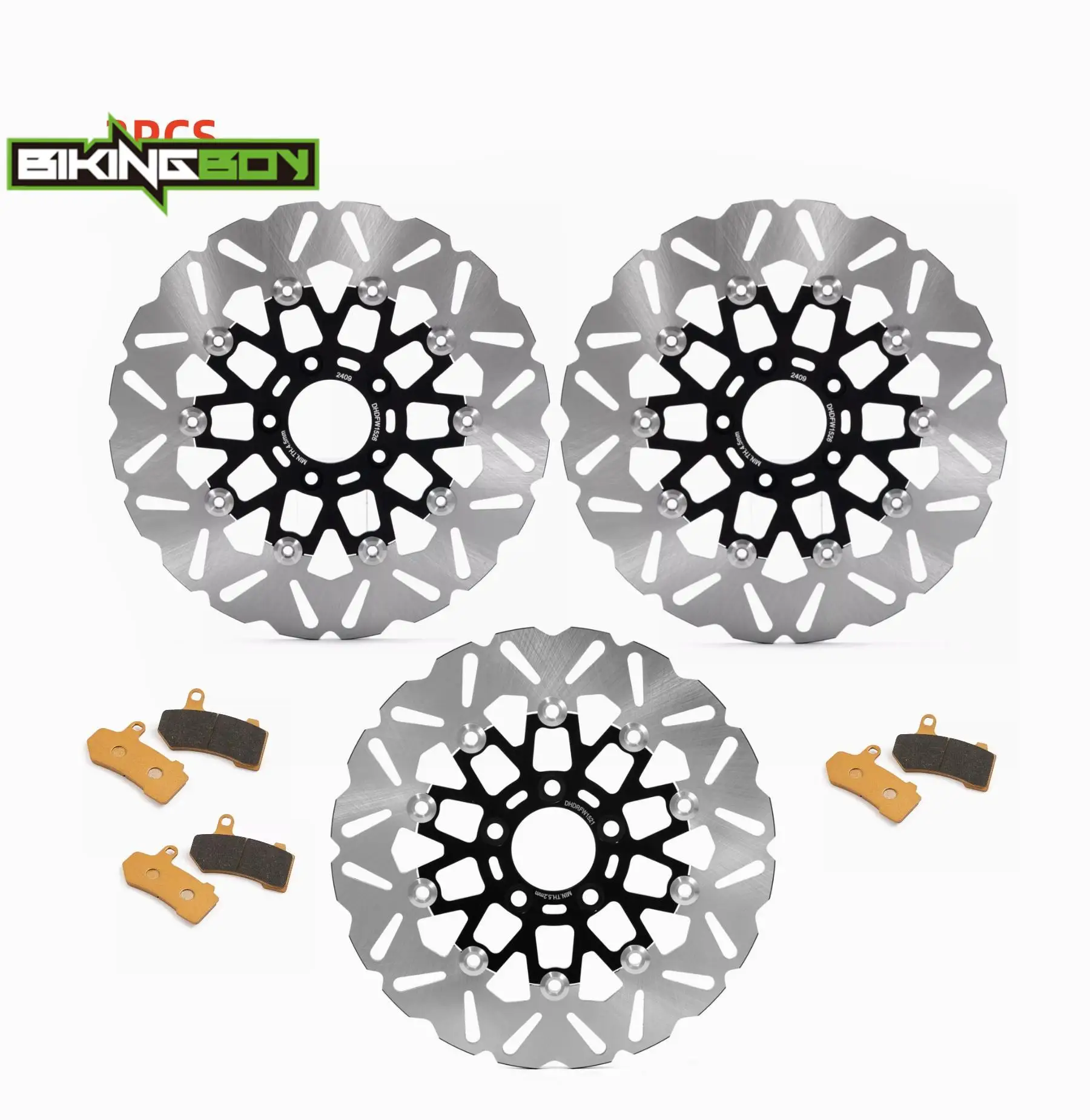 BIKINGBOY FLHT Electra Glide 08 09 10 21 22 FLHTC 08-12 FLHTCU 08-13 FLHTK 10-13 FLHX 08-13 Front Rear Brake Rotors Discs Pads