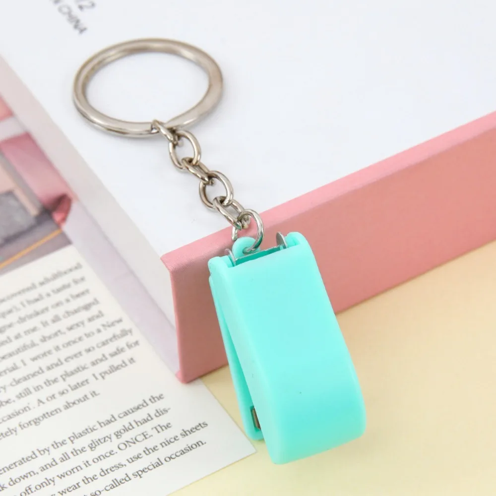 Solid Color Cute Portable Mini Keychain Stapler Paper Binder Stationery Small Paper Staples Office Binding Tool School Supplies