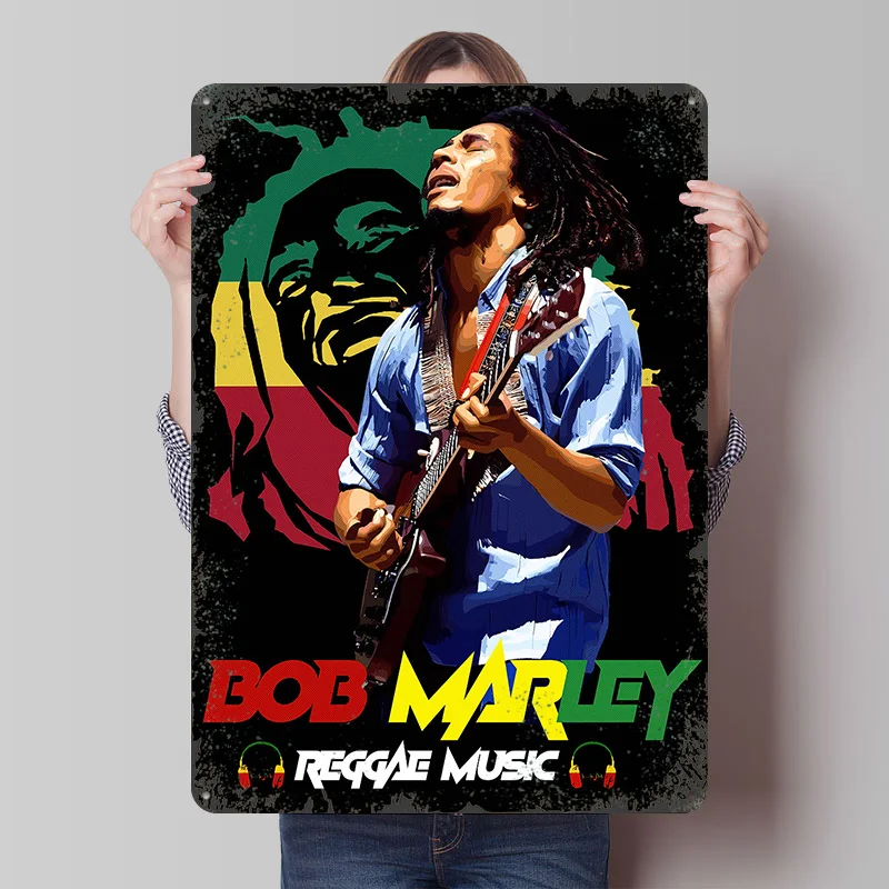 Bob Marley Reggae Music Portrait Tinplate Poster Customized Wall Art Vintage Retro Metal Signs for Living Room Decorations Decor