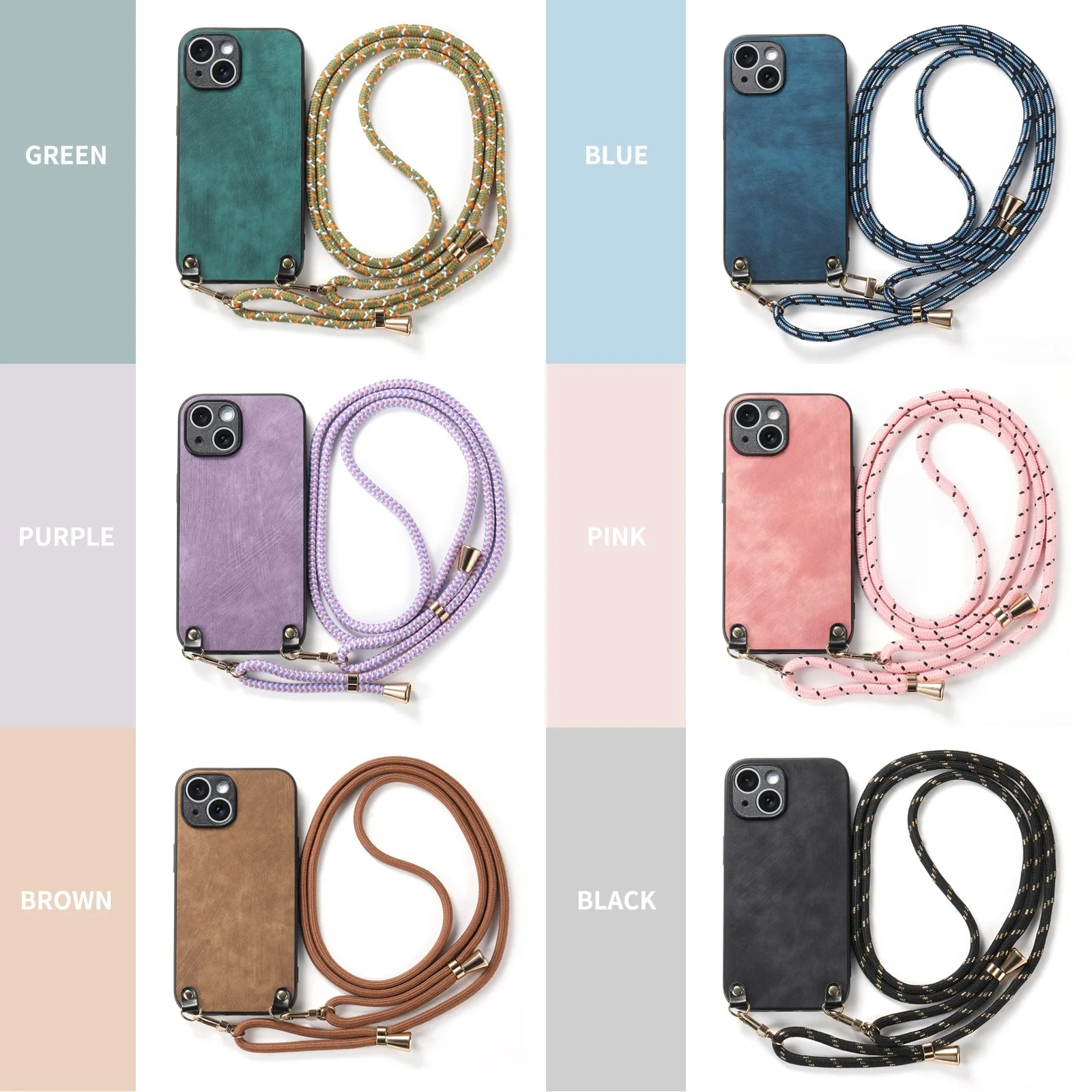 

Чехол для телефона из искусственной кожи с ремешком через плечо для iPhone 17, Promax Air 16 Pro Max 15, 14 Plus, 13, 12, 11, регулируемая задняя крышка