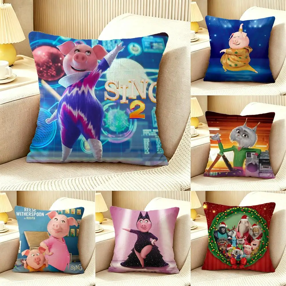 movie Sing Cushion Cover Pillow Cover Nordic Minimalist Throw DoubleSided Print Cushion Case for Sofa Bedroom Decor
