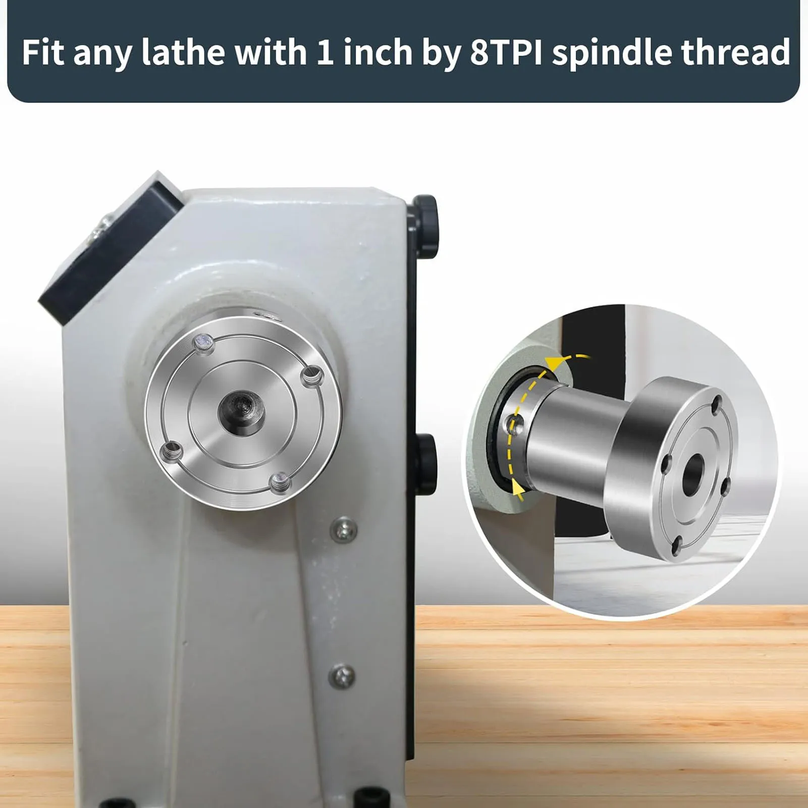 2 Inch Lathe Faceplate Wood Lathe Face Plate 2 Inch Woodworking Machine Chuck Turning Tool Flange Faceplate for 1inx8TPI Spindle