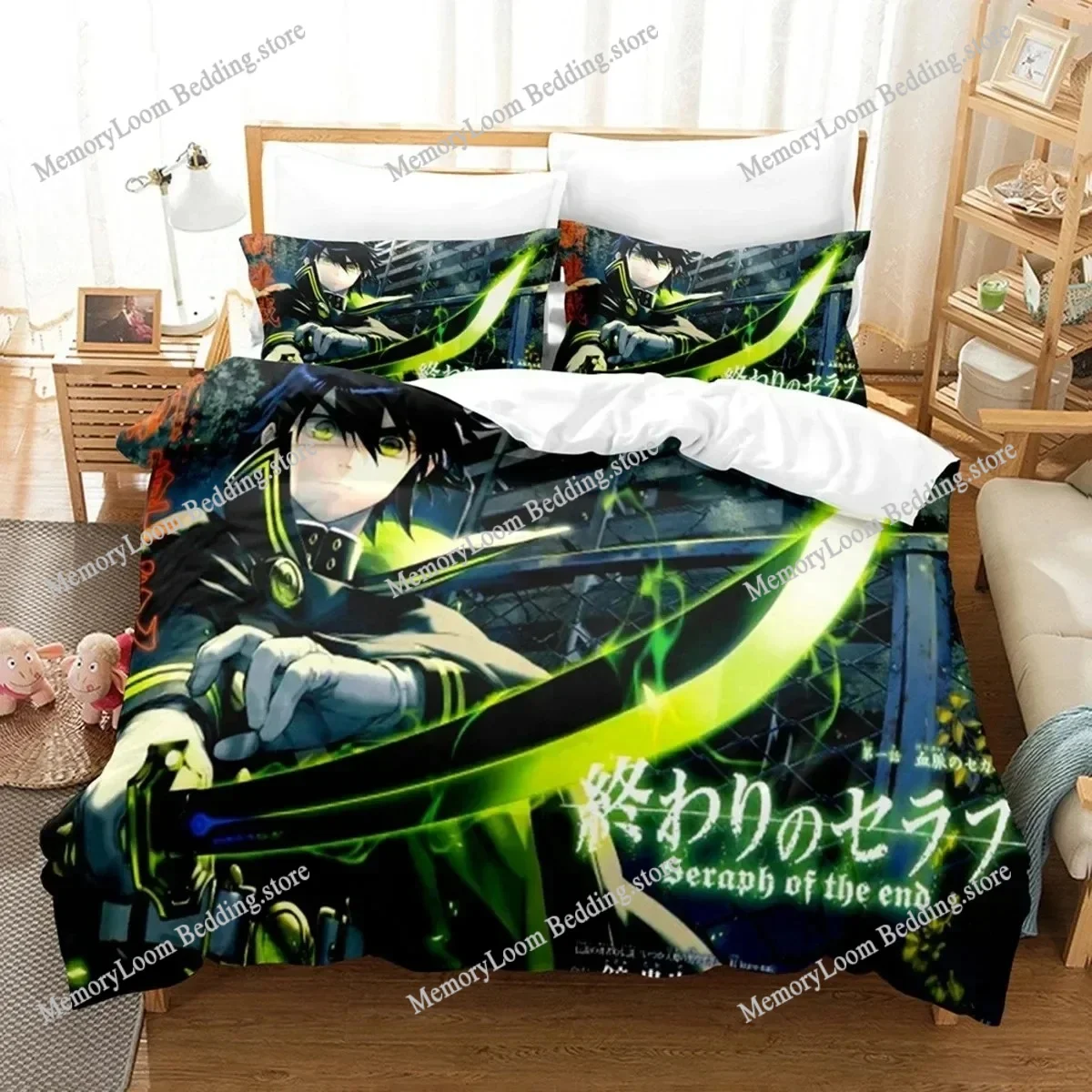 

Anime Seraph of the End Mikaela Bedding Set Boys Girls Twin Queen Size Duvet Cover Pillowcase Bed Kids Adult Home Textileextile