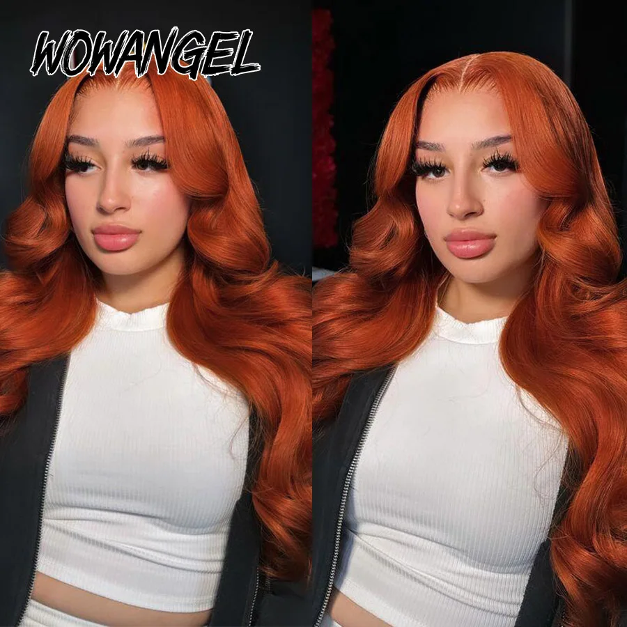 WOWANGEL Ginger Colored WIg 5x5 HD Lace Closure Body Wave Wigs Glueless Pre Cut Lace Wigs Human Hair Wigs Melt Skins For Woman