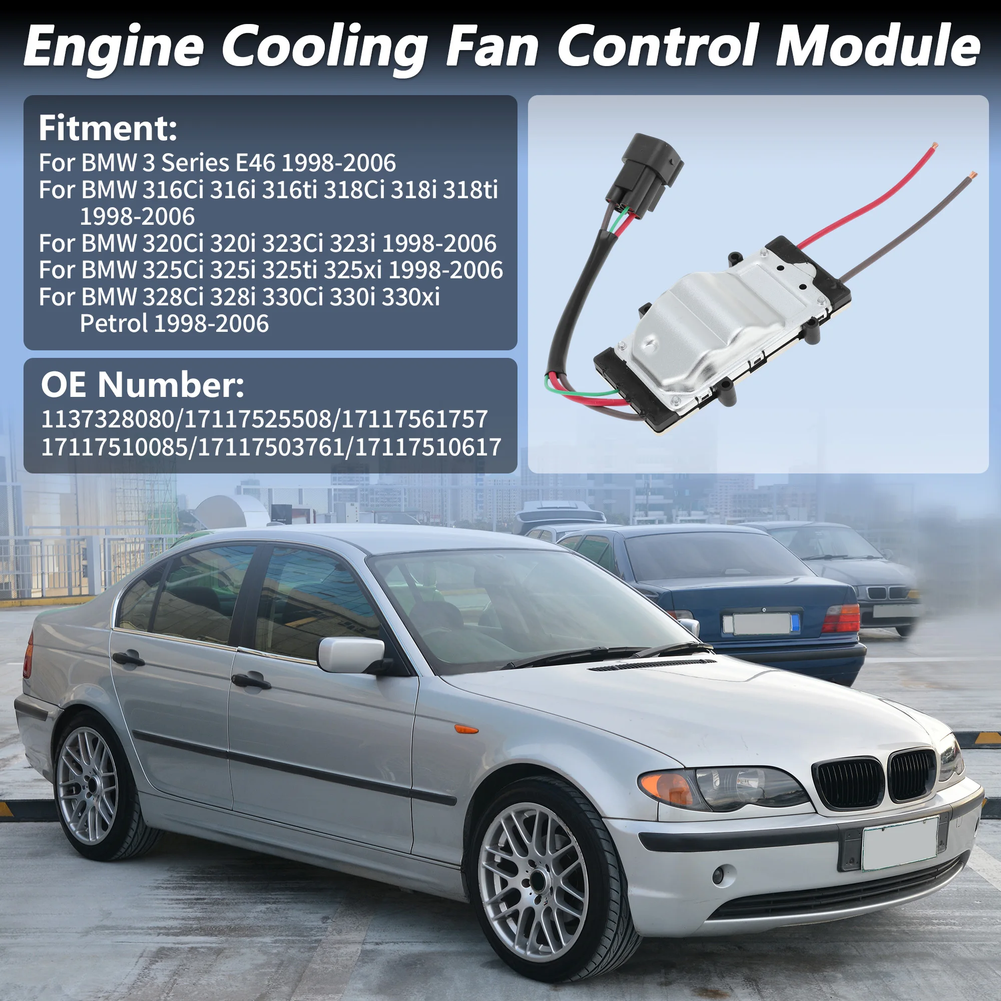 UXCELL No.1137328080 Engine Cooling Fan Control Module for BMW 3 Series E46 1998-2006 Radiator Fan Control Module Unit