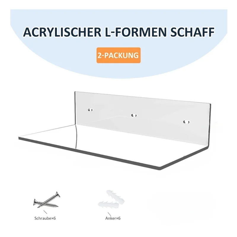 

Storage Rack Acrylic Floating Shelf Small Wall-Mounted Clear Decor For Bathroom Living Room Clear