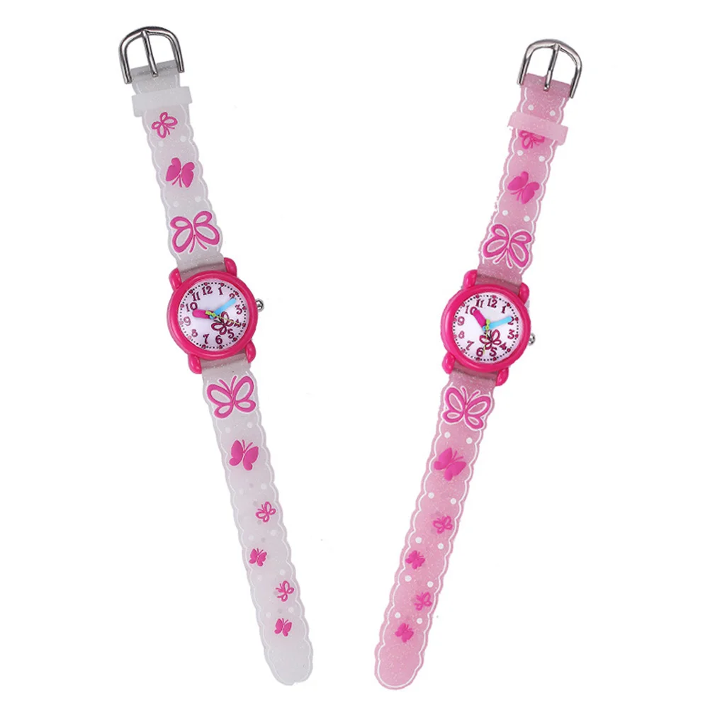 Waterproof Kids Watch 3D Cartoon Dinosaur Pattern Quartz Wristwatch for Children Girls Boys Gift Rosy White