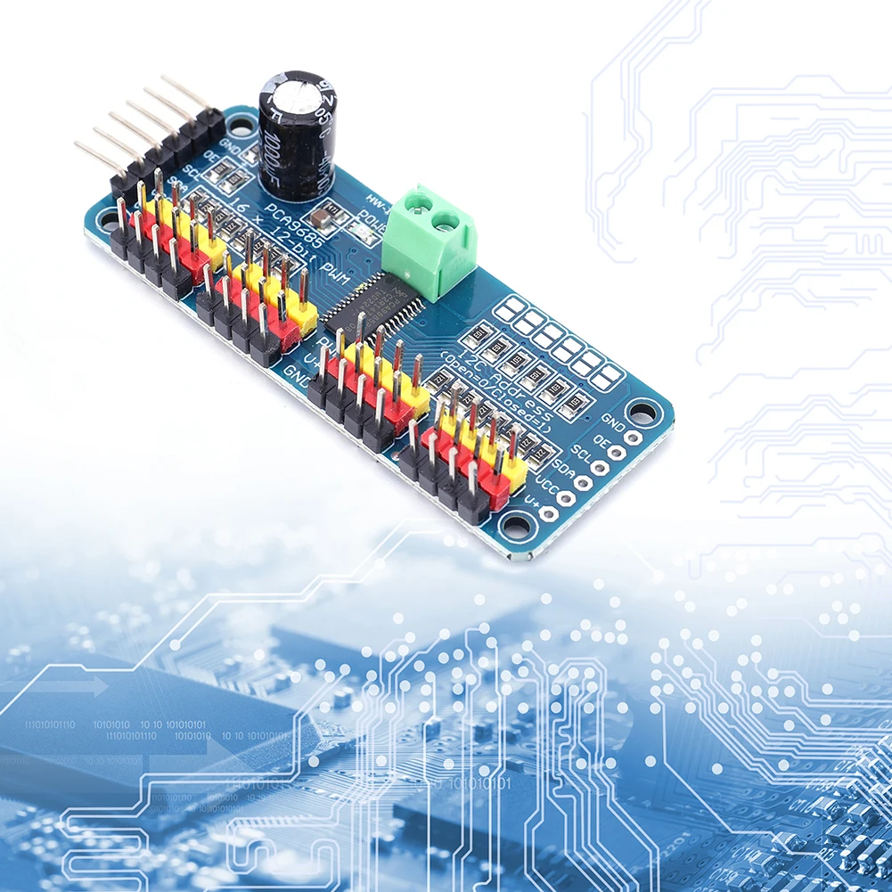 For Arduino Robot/ Raspberry Pi PCA9685 PWM Servo Driver Board IIC Interface 16 Channel 12-Bit PWM Servo Motor Driver Board