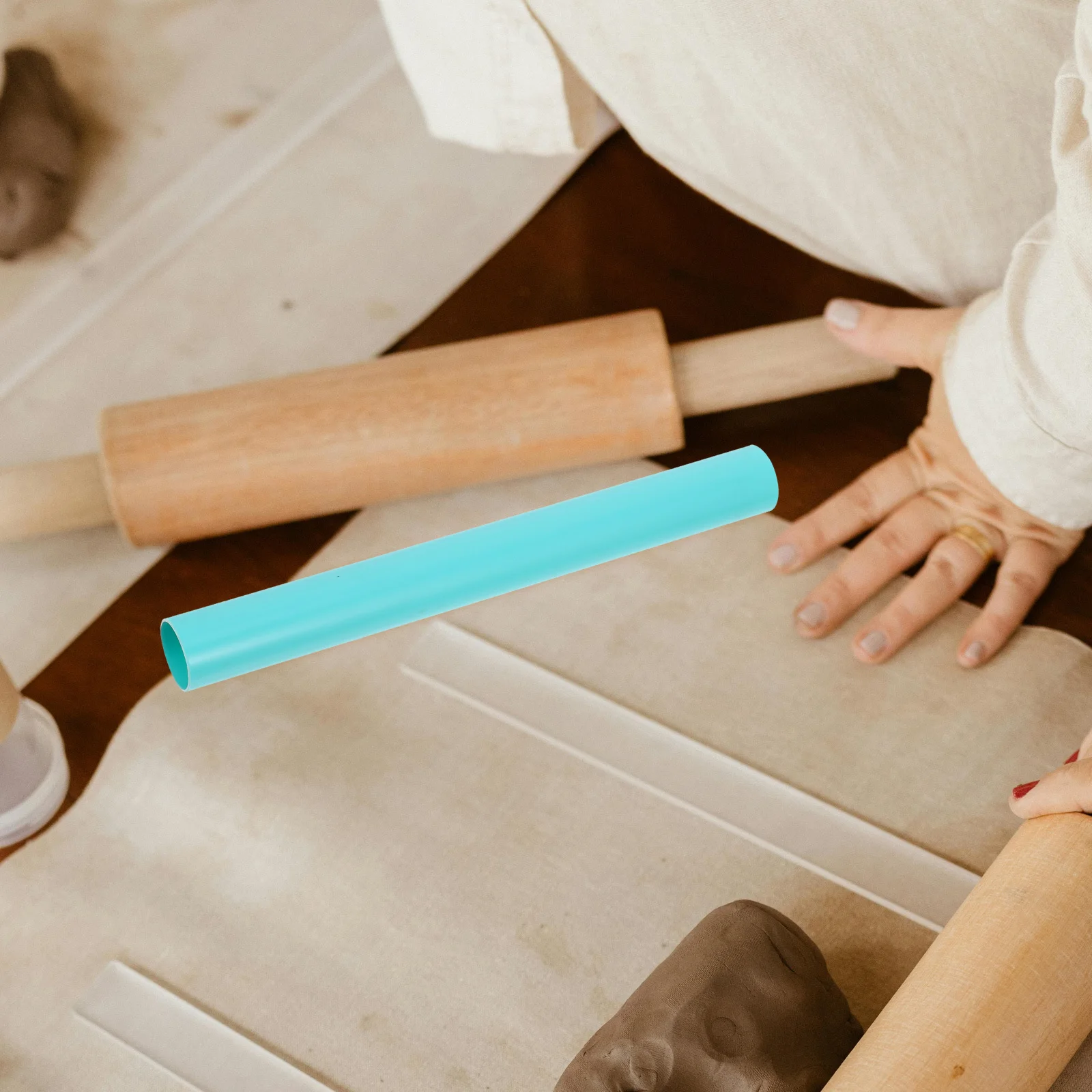 

Acrylic Rolling Pin Hollow Clay Rolling Stick Round Tube for Polymer Clay Sculpting DIY Art Craft Projects Accessory