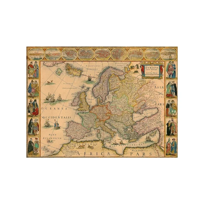 Mapa Retro 59*42cm lienzo no tejido pintura cuadro artístico de pared cartel Vintage e impresión cuadro colgante decorativo suministros escolares