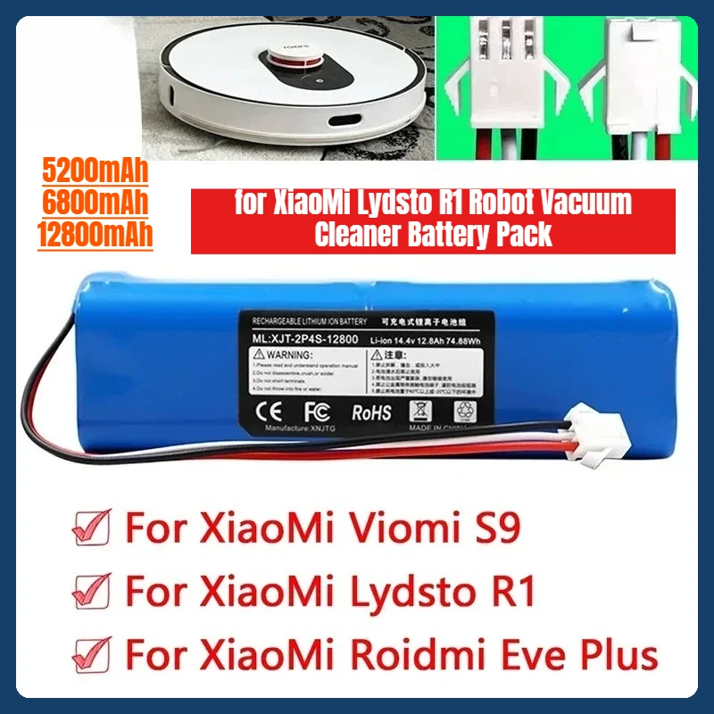 5200-12800mAh for XiaoMi Lydsto R1 Roidmi Eve Plus Viomi S9 Robot Vacuum Cleaner Battery Pack