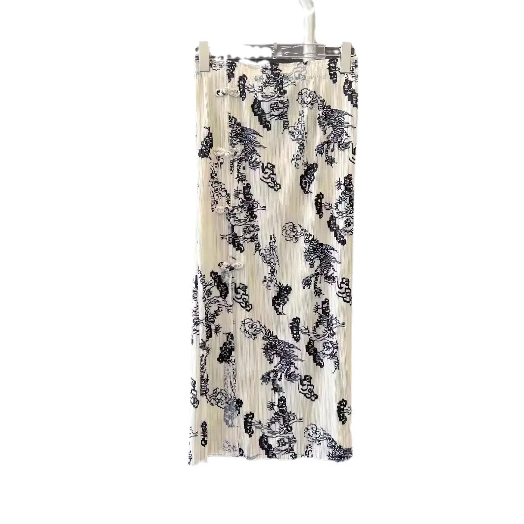 YUDX Miyake-Falda plisada informal para mujer, media falda con cintura elástica, estampado de mariposa Original, elegante, novedad de verano 2024