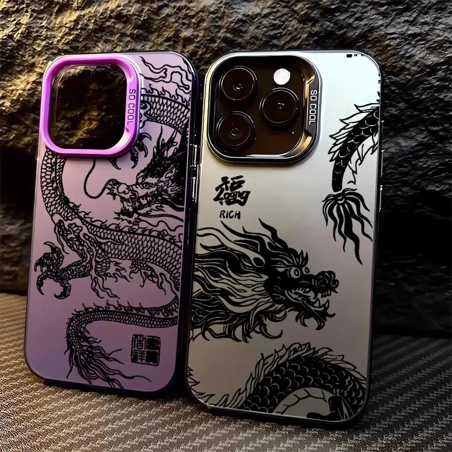 

Case for iPhone 16e 11 12 13 Pro Max 14 15 16 Plus 17 Air Soft Cover Auspicious Dragon